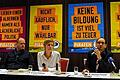 Bereit für den Wahlkampf: die Führung der Piratenpartei bei ihrer Pressekonferenz in Bochum &ndash; (von links) stellvertretender Vorsitzender Sebastian Nerz, Vorsitzender Bernd Schlömer, Pressesprecherin Anita Möllering, politischer Geschäftsführer Johannes Ponader und Generalsekretär Sven Schomacker.