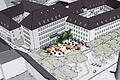 Der Entwurf für die Umgestaltung der Paradepost: Unter anderem ist eine Belebung durch Außengastronomie auf dem Platz vorgesehen.&nbsp;