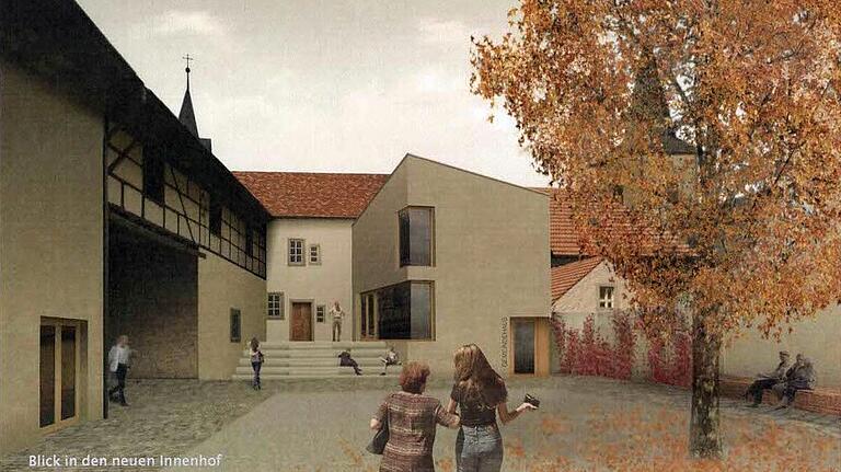 Entwurf des künftigen Innenhofs des Gemeindezentrums 'Schwarzer Adler' in Westheim von der Architekten GmbH Schmitt.Vogels aus Bamberg. Entwurf des künftigen Innenhofs des Gemeindezentrums 'Schwarzer Adler' in Westheim von der Architekten GmbH Schmitt.Vogels aus Bamberg.