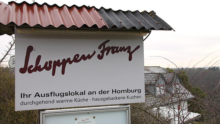 Das Ausflugslokal 'Schoppen-Franz' an der Ruine Homburg. Das Ausflugslokal 'Schoppen-Franz' an der Ruine Homburg.