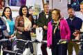 Mit Erstaunen und voller Bewunderung nahmen die Besucher die Erfolgsgeschichte von &bdquo;Cube Store bikePoint Rhön&ldquo; zur Kenntnis, wie es der Inhaber Michael Hippeli (rechts) erläuterte. Seine Zuhörer sind (von links) MdL Sandro Kirchner, der stellvertretende Landrat Peter Suckfüll, Stefanie Hippeli, Dorothee Bär, Fladungens Stadtrat Andreas Hoch, Bezirksrätin Karin Renner und der Vorsitzende des Ostheimer CSU-Ortsverbands Steffen Malzer.
