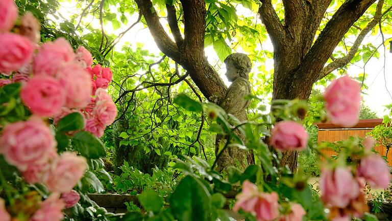 Die Sommersonne verzaubert Blüten, Blätter und die Figuren im Garten von Rico Raab. Die Sommersonne verzaubert Blüten, Blätter und die Figuren im Garten von Rico Raab.