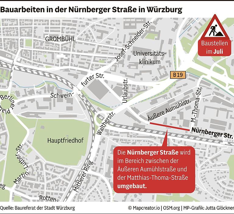 Baustellen, Sperrungen und Umleitungen im Juli 2024: Hier müssen Autofahrer in Würzburg mit Staus rechnen