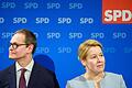 Michael Müller, Regierender Bürgermeister von Berlin, und Bundesfamilienministerin Franziska Giffey stellen sich der Presse.&nbsp;