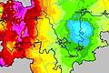 Novemberbilanz: Wie unterschiedlich sich die Niederschläge verteilt haben, zeigt ein Radarbild des Deutschen Wetterdienstes: lila der verregnete Spessart, hellblau das trockene Gebiet zwischen Kitzingen und Schweinfurt.
