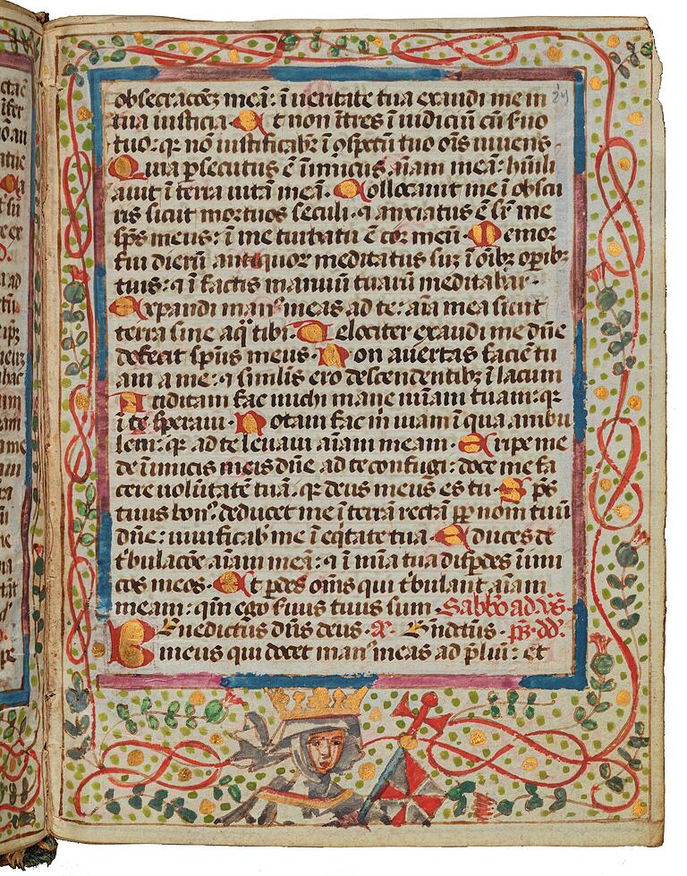 Die einzelnen Blätter der Handschrift sind reich mit Blumen und Ranken verziert. Die einzelnen Blätter der Handschrift sind reich mit Blumen und Ranken verziert.