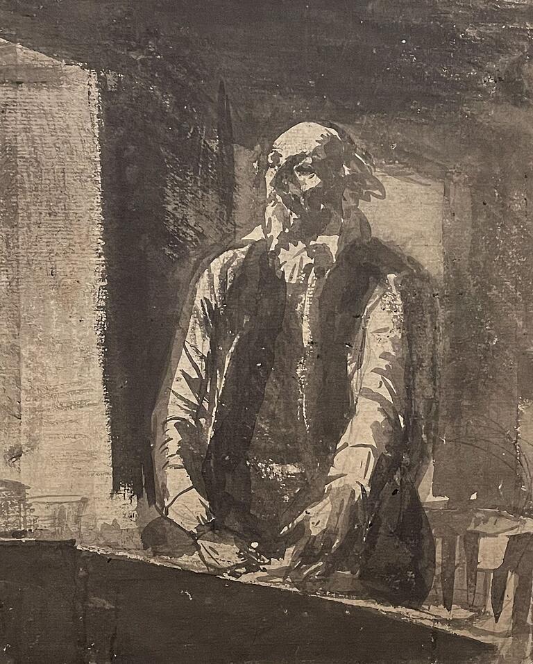 Mit dämonischem Blick in die Ferne: Adolph von Menzel, 'Shakespeare', 1850. Mit dämonischem Blick in die Ferne: Adolph von Menzel, 'Shakespeare', 1850.