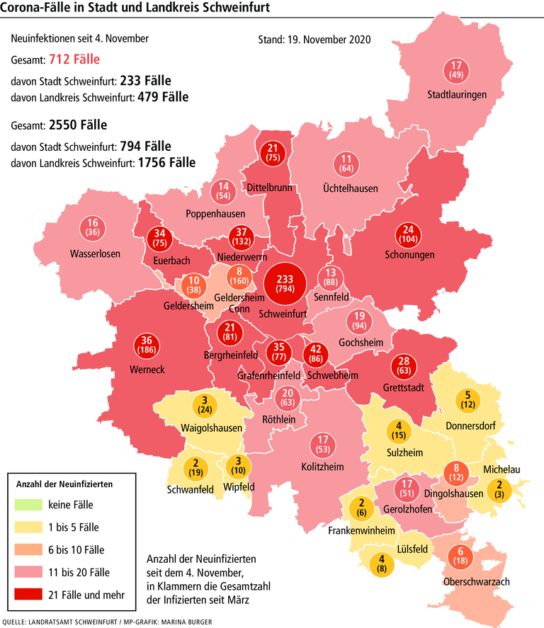 Corona-Karte: Wohin führt der Lockdown im Kreis Schweinfurt? Corona-Karte: Wohin führt der Lockdown im Kreis Schweinfurt?