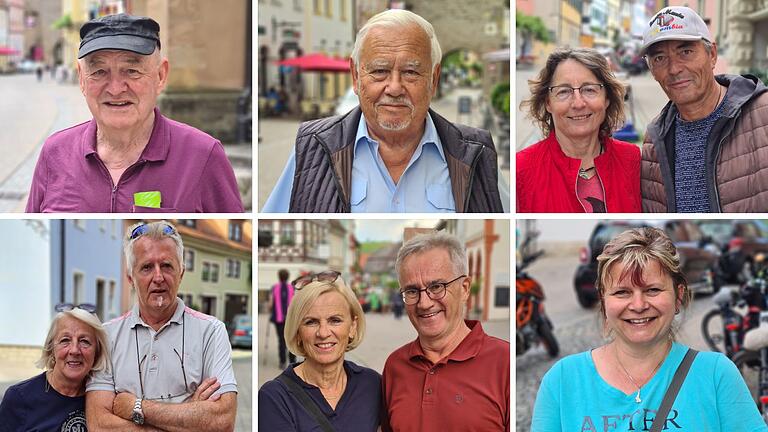 Sind die Preise in der Volkacher Gastronomie übertrieben? Darüber gehen die Meinungen auseinander: (obere Reihe von links)Rudolf Fischbach, Norbert Kreuzer, Birgit und Ralf Schießl, (untere Reihe von links) Renate und Erwin Richter, Gabi und Georg Bauer sowie Bettina Hofmann.