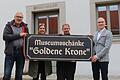 Sie suchen nach einem Wirt für die 'Goldene Krone' in Mönchsondheim: (von links) Iphofens Bauamtsleiter Matthias Kurth, Tourismuschefin Claudia Bellanti, Museumsleiter Robert Schäfer und Bürgermeister Dieter Lenzer.