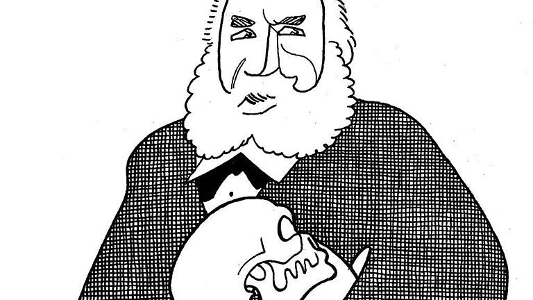 Prominenter Hodler-Gegner: Der Zoologe Ernst Haeckel in einer Karikatur von Olaf Gulbransson, um 1905 (Ausschnitt).
