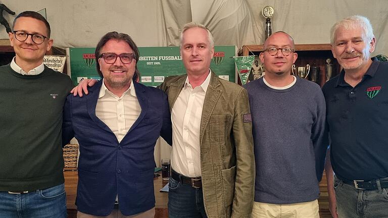 Wiedergewählt: das Präsidium des FC 05 Schweinfurt mit (von links) Dominik Groß (Jugend), Markus Wolf (Vorsitzender des Vorstands), Jens Öser (Finanzen), Markus Schäflein (Schriftführer), Anthony Killen (Abteilungen). Es fehlt: Sven Geis (Buchhaltung).