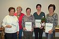 Die Geehrten (von links) Irmgard Neumann (in Vertretung für Christine Gründler), Ruth Geyer (Landesverband), Helga Fell, Nicole Lippert und Birgit Deufert       -  Die Geehrten (von links) Irmgard Neumann (in Vertretung für Christine Gründler), Ruth Geyer (Landesverband), Helga Fell, Nicole Lippert und Birgit Deufert