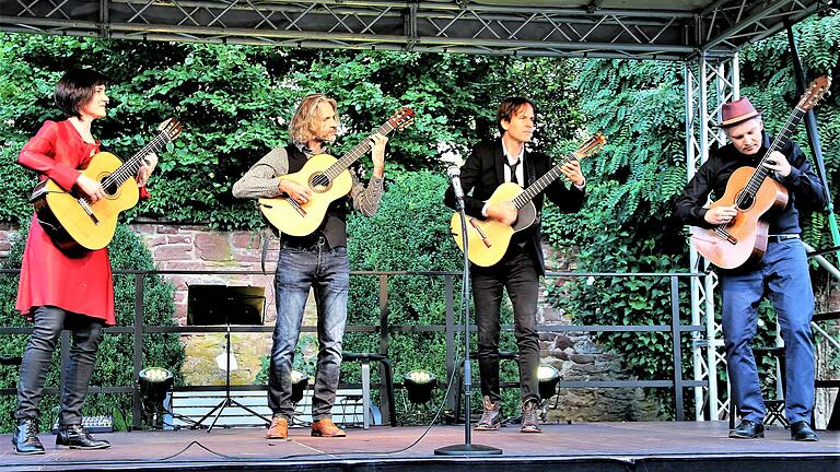 Das Machado-Quartett bei seinem musikalisch überragenden Auftritt im Stadtgärtchen (von links): Anna Prüflinger, Ingo Veit, Berni Prüflinger und Perry Schack.