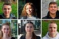 Besucher des Hochschultages in bad Neustadt sprechen über ihre Zukunftspläne: (oben von links) Julius Genßler, Marlene Günther, Nik Sifizada und (unten von links)&nbsp; Samira Alsford, Sofie Schönhals, Willi Witthauer.