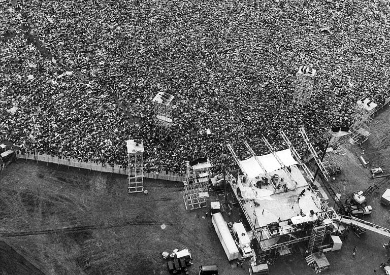16. August 1969, Tag 2 in Woodstock: die Bühne aus der Luft&nbsp;