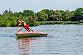 Der Baggersee Schweinfurt feiert heuer einen runden Geburtstag. Man kommt hierher nicht nur zum Schwimmen: Auch Stand-up-Paddling wird immer beliebter.&nbsp;