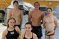 Das VfL-Schwimm-Team beim Dompfaff-Cup in Fulda (hinten von links): Johannes Becher, Sebastian Rasch und Jannik Heptner sowie (vorne von links) Fabien Hofmann und Friederike Perrmann. Es fehlt Richard Becher.