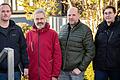 Diskutierten beim Besuch in der Redaktion über die Zukunft der Landwirtschaft: (v. li.) Bullenmäster Simon Heim, Agrar-Experte Heiko Lukas von der Regierung für Unterfranken, Landwirt Andreas Hirt und Biobäuerin Yvonne Dengel.