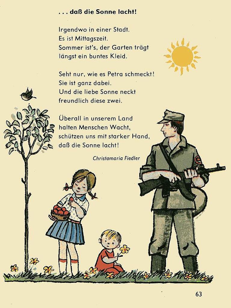 „... daß die Sonne lacht!“, Gedicht im „Lesebuch 2, Klasse 2“, Volk und Wissen, Volkseigener Verlag Berlin, 1978