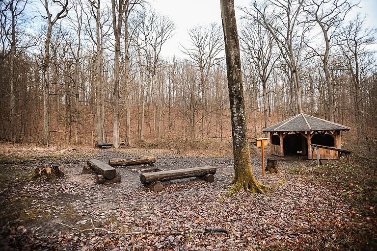 Der Trekkingplatz 'Laubwiese' nahe Zell am Ebersberg im Steigerwald. Hier sollen im April 2021 sieben Personen übernachtet haben - verbotenerweise. Der Trekkingplatz 'Laubwiese' nahe Zell am Ebersberg im Steigerwald. Hier sollen im April 2021 sieben Personen übernachtet haben - verbotenerweise.