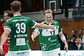 Weiter geht's bei den Wölfen Würzburg: Michel Reitemann und Joel Mauch (rechts) wollen auch in der kommenden Saison gemeinsam jubeln, beide haben ihre Verträge beim Handball-Drittligisten verlängert.