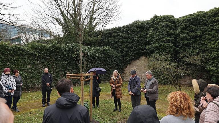 Bei einer kurzen Andacht auf dem Gelände des Exerzitienhauses Himmelspforten wurde ein Amerikanischer Amberbaum der Partnerschaft mit dem brasilianischen Bistum Óbidos gewidmet.