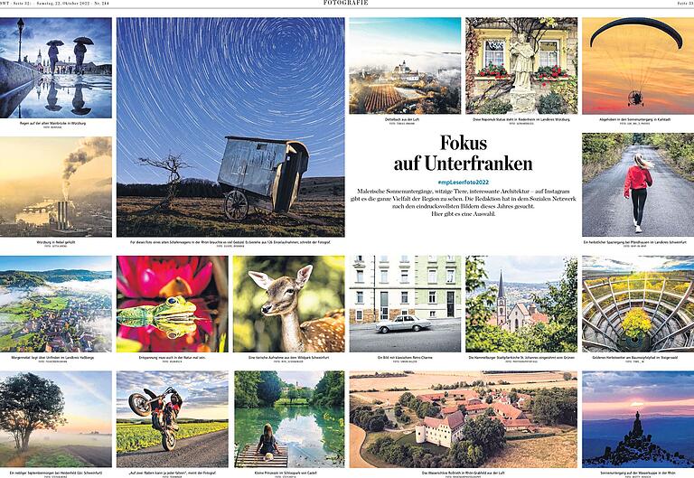 Das Bild zeigt das Ergebnis von der Leser- und Leserinnen-Aktion #mpLeserfoto2022 aus dem vergangenen Jahr. Auch dieses mal sollen wieder die interessantesten Bilder aus der Region in der Zeitung abgedruckt werden.