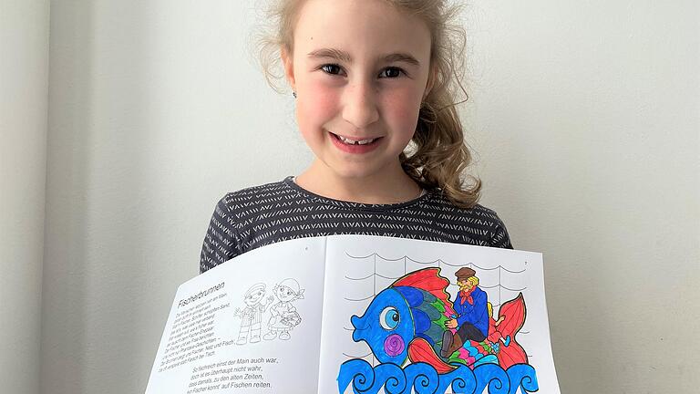 Elisa (7 Jahre) aus Marienbrunn hat das Fischerbrunnen-Motiv ausgemalt. Elisa (7 Jahre) aus Marienbrunn hat das Fischerbrunnen-Motiv ausgemalt.