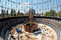 40 mal 40 Meter Grundfläche: Das ehemalige Pforzheimer Gasometer während des Umbaus durch die Marktbreiter Firma &bdquo;SBB Beutler & Lang&ldquo;.