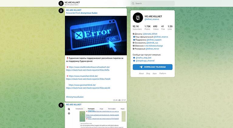 Der Screenshot zeigt den von der russischen Hacker-Gruppe Killnet verbreiteten Aufruf, Websites in Deutschland zu attackieren. Unter den genannten Zielen befindet sich die Geomed-Klinik in Gerolzhofen. Der Screenshot zeigt den von der russischen Hacker-Gruppe Killnet verbreiteten Aufruf, Websites in Deutschland zu attackieren. Unter den genannten Zielen befindet sich die Geomed-Klinik in Gerolzhofen.