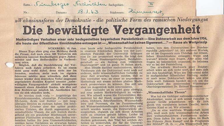 18. Januar 1963, Nürnberger Nachrichten: Bewältigte Vergangenheit