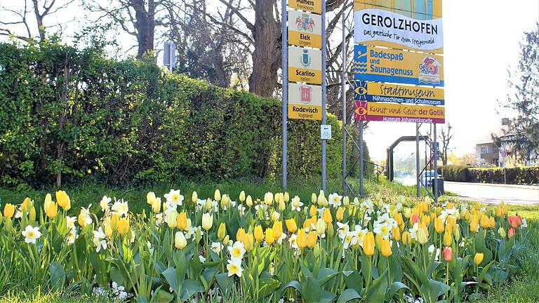 Bunte Blumebeete, wie hier an der Ecke Nördliche Allee/Rügshöfer Straße in Gerolzhofen, verschönern an manchen Stellen den Eingang in die Stadt. Bunte Blumebeete, wie hier an der Ecke Nördliche Allee/Rügshöfer Straße in Gerolzhofen, verschönern an manchen Stellen den Eingang in die Stadt.