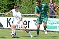 Offensivakteur Cornelius Hock (links, Archivbild) vom TSV Karlburg sammelte zuletzt in der zweiten Mannschaft Spielpraxis. Rechts im Bild: Johannes Golla von der DJK Gebenbach.