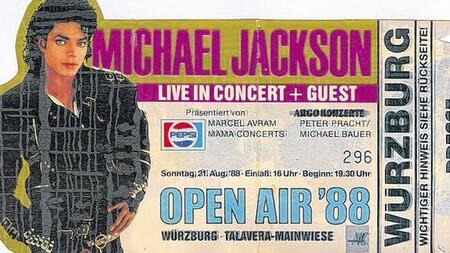 Ein besonderes Souvenir: Das Michael Jackson- Presseticket für den Würzburg-Auftritt.