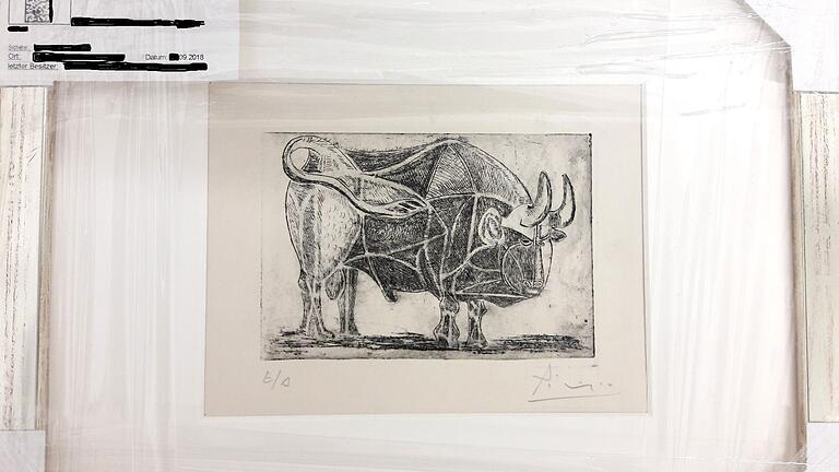 Das Bild zeigt ein kopiertes Bild von Pablo Picasso mit dem Titel LeTaureau IV. Das Bild zeigt ein kopiertes Bild von Pablo Picasso mit dem Titel LeTaureau IV.