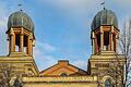 Die Türme der Alten Synagoge in Kitzingen. Heute ist das ehemalige jüdische Gebetshaus ein Kulturzentrum.