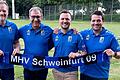 Auch der Vorstand des MHV Schweinfurt feiert den 15. Geburtstag des Vereins (von links): Thomas Heege (Schatzmeister), Stefan Göbel (Sportlicher Leiter), Manuel Schmitt (Vorsitzender) und Nicolas Seidel (Stellvertretender Vorsitzender).