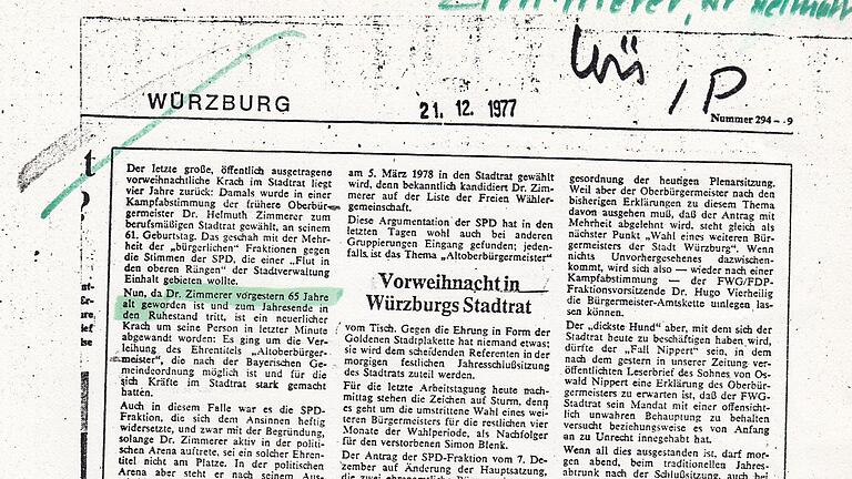 21. Dezember 1977, Main-Post: Vorweihnacht im Würzburger Stadtrat