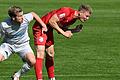 Der TSV Aubstadt um Kapitän Steffen Behr (rechts) kam im Heimspiel gegen Viktoria Aschaffenburg (links Roberto Desch) nicht über ein 1:1 hinaus.