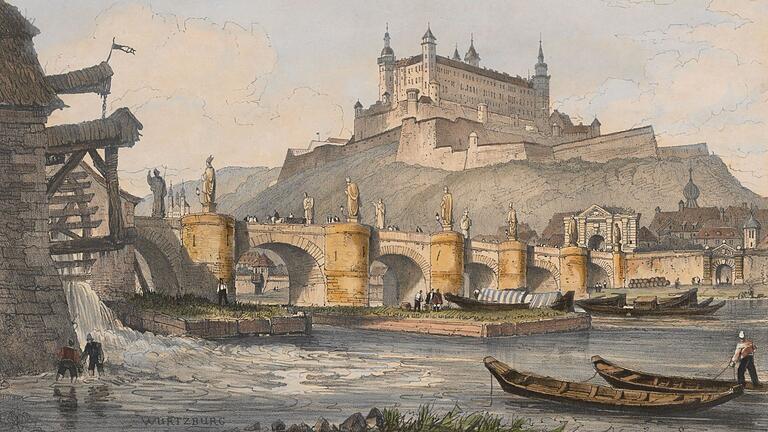 Die Mainbrücke mit der Marienburg um 1800.