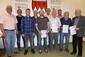 Die erste Amtshandlung des neuen Vorsitzenden des FC Gerolzhofen, Ansgar Willacker, war die Ehrung verdienter Vereinsmitglieder. Im Bild (von links): Ansgar Willacker, Kilian Kraus, Bastian Antretter (3. Vorsitzender), Peter Hauck, Frank Hillermeyer, Heinz Marx, Hans Richter, Kurt Lembke (2. Vorsitzender), Werner Seubert und Werner Iff.