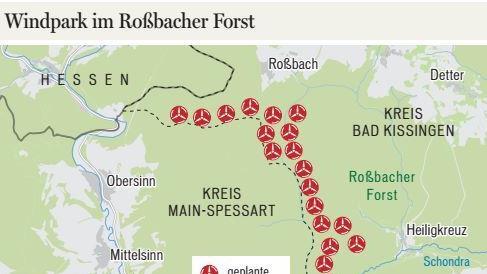 An diesen Stellen im Roßbacher Forst könnten die Windräder stehen.       -  An diesen Stellen im Roßbacher Forst könnten die Windräder stehen.