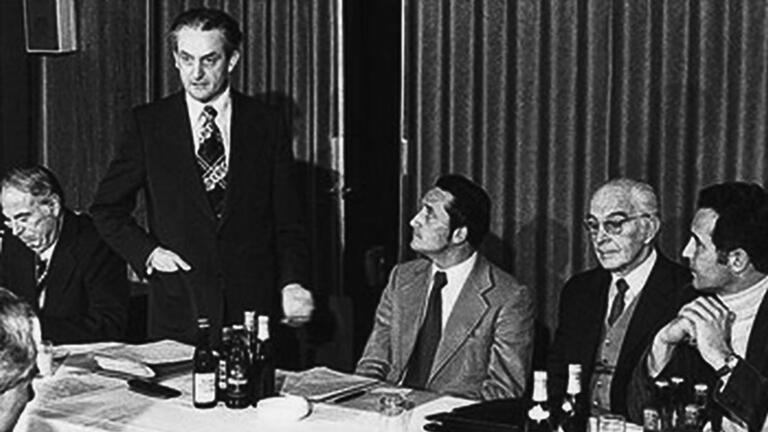 Eine der ersten Vorstandssitzungen des BUND mit (von links) Bodo Manstein, Herbert Gruhl, Hubert Weinzierl, Bernhard Grzimek und Helmut Steininger.