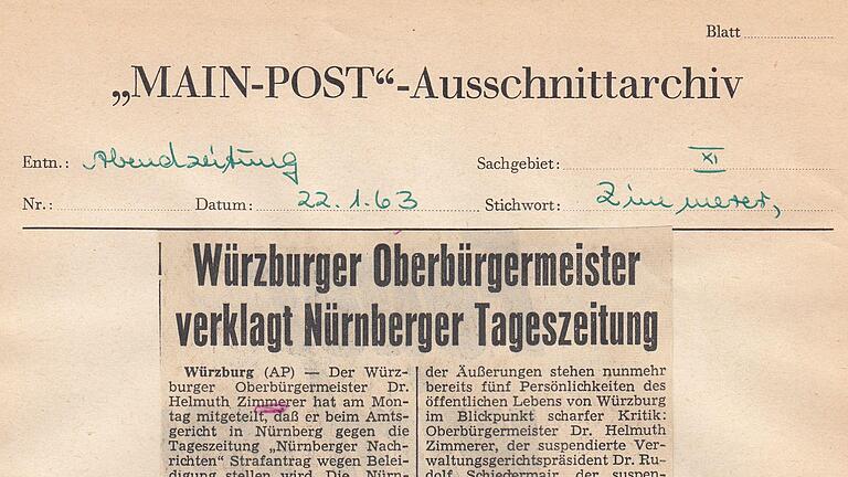 22. Januar 1963, Abendzeitung: Würzburger Oberbürgermeister verklagt Nürnberger Tageszeitung