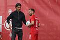Gegen den TSV Aubstadt (rechts Leon Heintze) fuhr Trainer Martin Lanig mit den Würzburger Kickers nach vier Spielen ohne Sieg wieder einen Dreier ein.