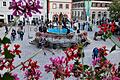 Vor und während der Stadtratssitzung in Volkach am Montag versammelten sich Menschen auf dem Marktplatz, um gegen das geplante Wohnheim für Geflüchtete zu demonstrieren.