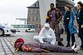TV-Ausblick - 'Blutspur Antwerpen'       -  Die Kommissare Louma Shapiro (Marie-Lou Sellem, rechts), Pierre Didier (Miguel Francisco, 2. von links) und Michelle Wouters (Maéva Marie Mathilde Roth, 2. von rechts) ermitteln im Fall des getöteten Fotomodells Jean-Baptiste Kalemba (Pahuni Kongolo Kakesse.
