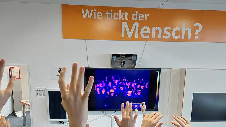 „Ich weiß, ich weiß, ich weiß“ – Eine Wärmebildkamera erfasst die Meldungen der Schüler als Bild.