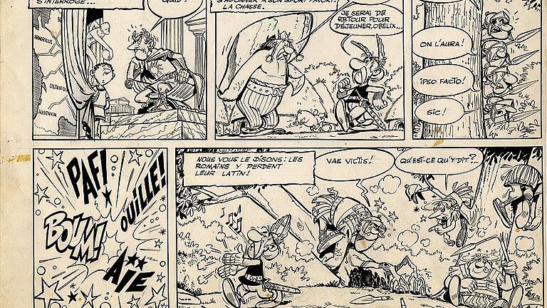 Szenario zu &bdquo;Asterix le Gaulois&ldquo; (&bdquo;Asterix der Gallier&ldquo;) von 1961.